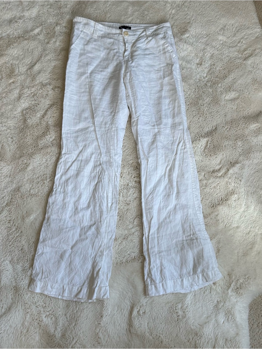 GAP White Linen Flare Leg Pants lightweight